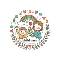 Baby shop child care day care school and kids logo day care create distinctive mother care vector eps logo design	