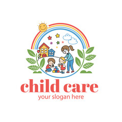 Baby shop child care day care school and kids logo day care create distinctive mother care vector eps logo design	