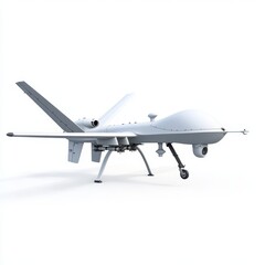 White military drone aircraft isolated on white background.