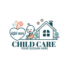 Baby shop child care day care school and kids logo day care create distinctive mother care vector eps logo design	