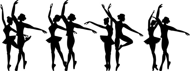 Vector people. Ballet couple. Ballet dancers icon. Dancing couple silhouette set. Beautiful ballet couple dancing ballet. Vector illustration isolated