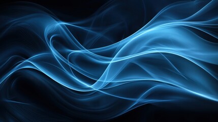 Abstract blue wave light pattern on dark background