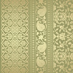 wedding card design, traditional paisley floral pattern , royal India	