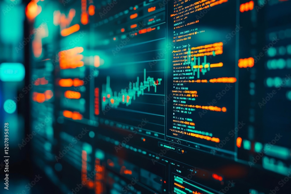 Poster financial data on a monitor as finance data concept. analytics report status information analysis ch