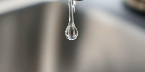 Close up of a faucet with a slow and steady drip of water, faucet, slow