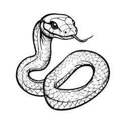 Fototapeta premium Simple Snake Outline Drawing Coloring Book Page for Kids