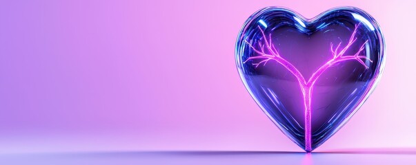 A vibrant heart shape illustrating connection, growth, and love against a soft purple background.