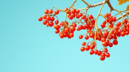 Vibrant red berries against a bright blue sky