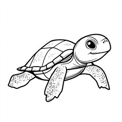Fototapeta premium Simple Turtle Outline Drawing Coloring Book Page Illustration for Kids