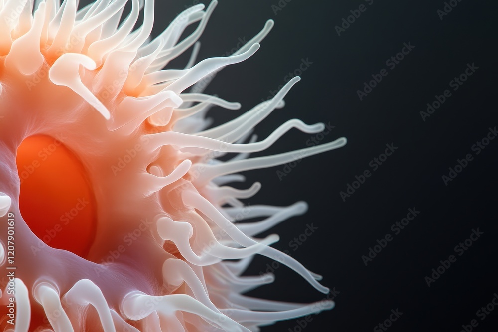 Wall mural microscopic view of a unique cell structure, detailed 3d render depicting intricate appendages and a