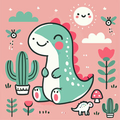 cute dinosaur illustration 