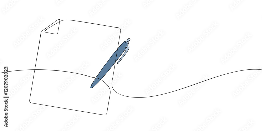 Poster a single line drawing of a file with a checkmark symbol. continuous line cross icon in color. one li