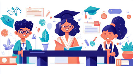 Obraz premium Celebrating Academic Achievement: Diverse Graduates at Graduation