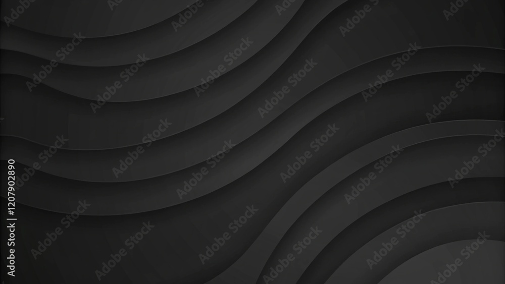 Aufkleber 3d black geometric abstract background overlap layer on dark space with waves shape decoration. Minimalist modern graphic design element cutout style concept for banner, flyer, card, or brochure cover