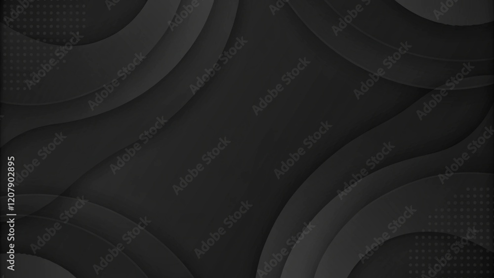 Poster 3d black geometric abstract background overlap layer on dark space with waves shape decoration. Minimalist modern graphic design element cutout style concept for banner, flyer, card, or brochure cover