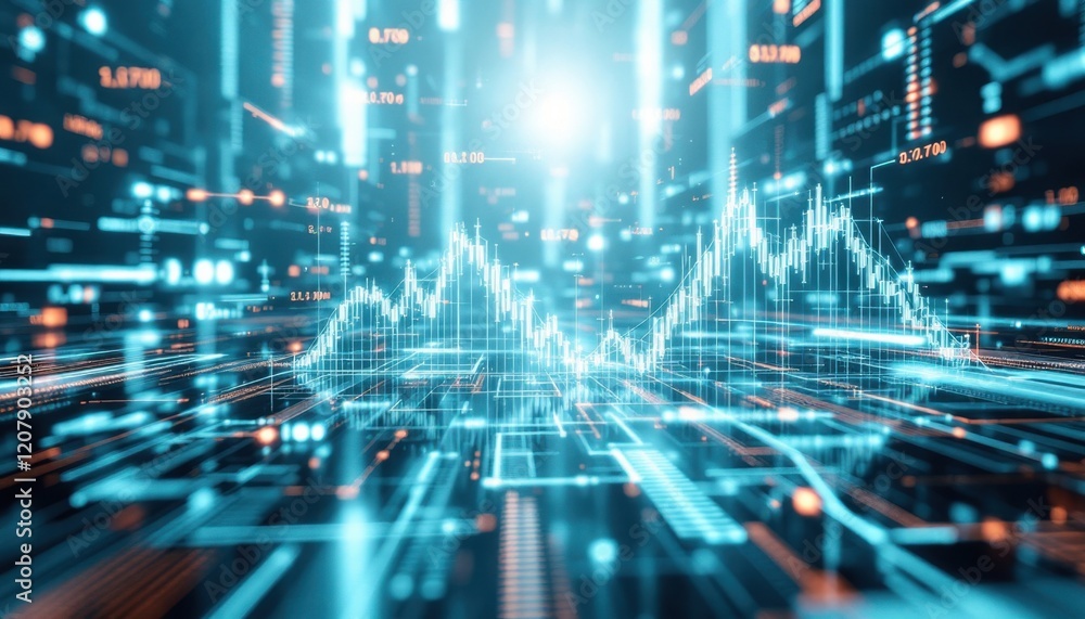 Aufkleber digital blue abstract financial data visualization with future technology vibes