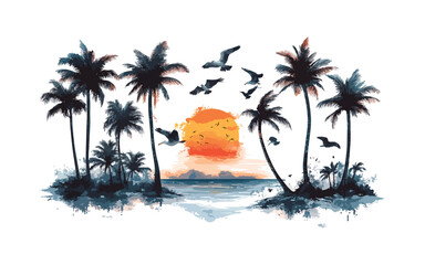 tropical island with palm trees