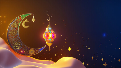 Ramadan Lantern decoration background 3d rendering