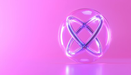 A visually striking glowing sphere with intersecting lines, set against a vibrant pink background for abstract designs.