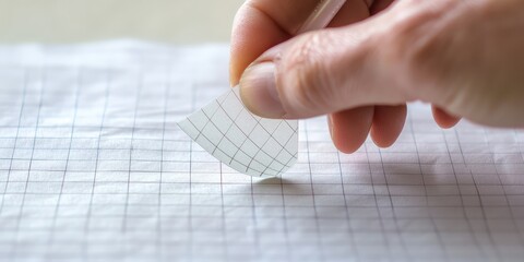 A hand solving a quadratic equation on paper.