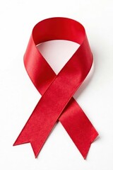 Isolated red ribbon on white background clipping path, decorative, background, texture