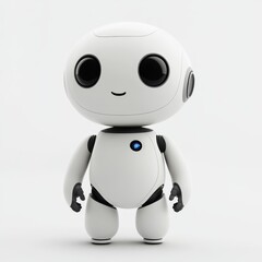Fototapeta premium Cute white robot character, digital rendering.