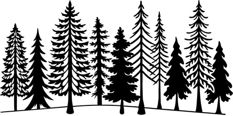 Coniferous Tree Silhouette Forest Illustration