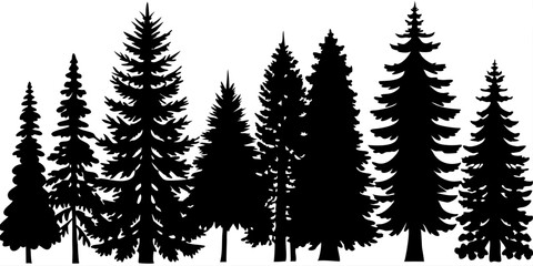 Fototapeta premium Coniferous Tree Silhouette Forest Illustration