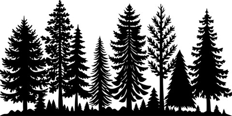 Coniferous Tree Silhouette Forest Illustration