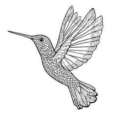 Obraz premium Zentangle Hummingbird Coloring Page Simple Illustration for Kids