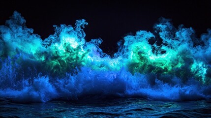 Naklejka premium Enchanted Ocean: A Symphony of Luminescent Waves