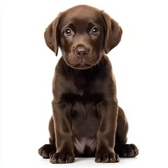 Chocolate Labrador puppy, isolated on white background
