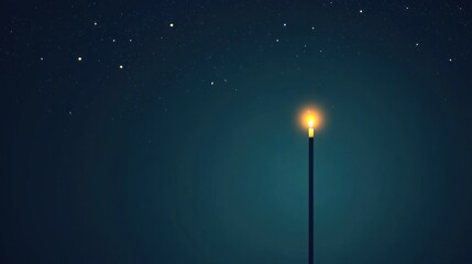 Naklejka premium Night sky, single lit match, hope, dark background, inspiration