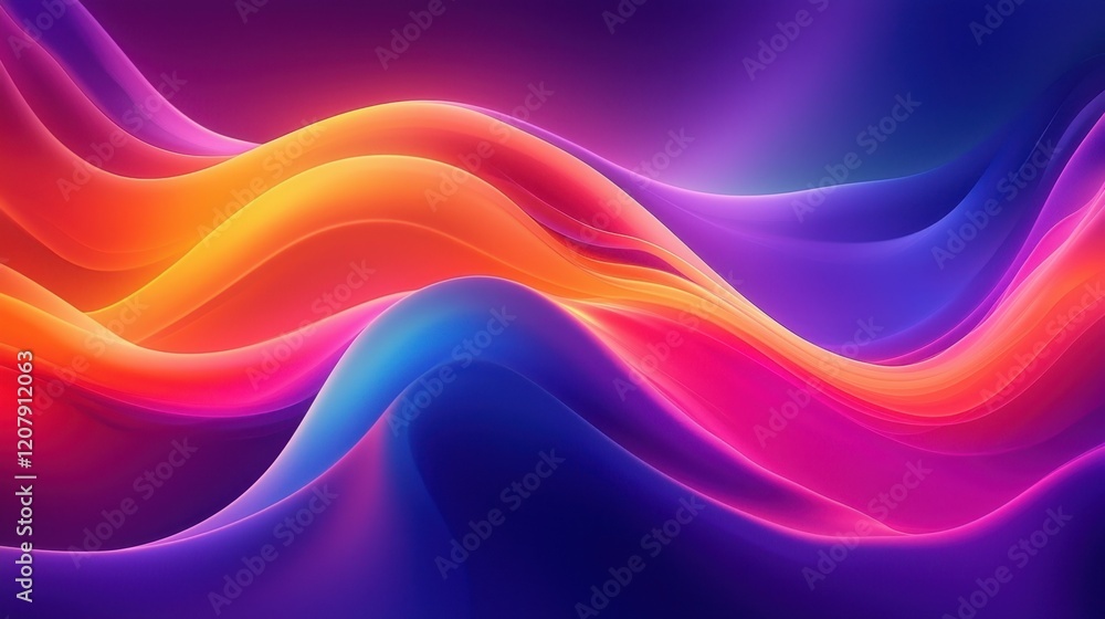 Poster vibrant colorful abstract waves in fluid dynamic motion