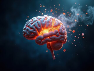 Fototapeta premium Exploring creative ideas through brainstorming with a vibrant and dynamic visualization of an illuminated brain