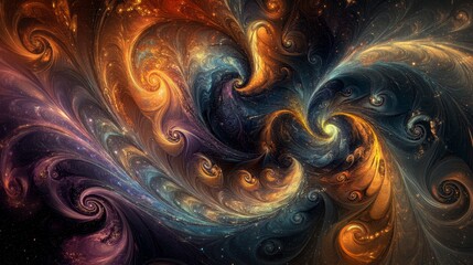 Obraz premium Celestial Serenity: Abstract Patterns of Cosmic Swirls in Ethereal Tones