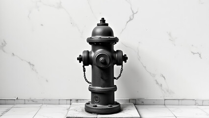 Fototapeta premium Grey fire hydrant on marble background
