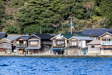 Traditional Japanese Waterfront Boat Houses in Ine Bay, Kyoto, Japan