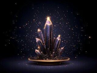 Glowing Crystal Cluster 3D Illustration