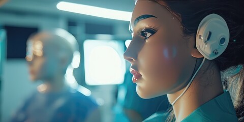 A nurse practicing on a mannequin in a simulation lab.