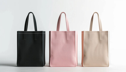 Mockup black white pink Tote. Shopper tote bag handbag isolated white background. Copy space shopping eco reusable bag. Grocery accessories. Template blank cotton material canvas cloth. Bag mockup.