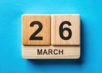 March 26 Wooden Calendar Spring Day Photo