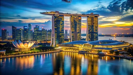 Marina Bay Sands Silhouette at Night - 4K Video Inspired AI Photo