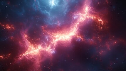 Obraz premium Vibrant Nebula Space Wallpaper with Colorful Cosmic Clouds and Celestial Bodies in Starry Background