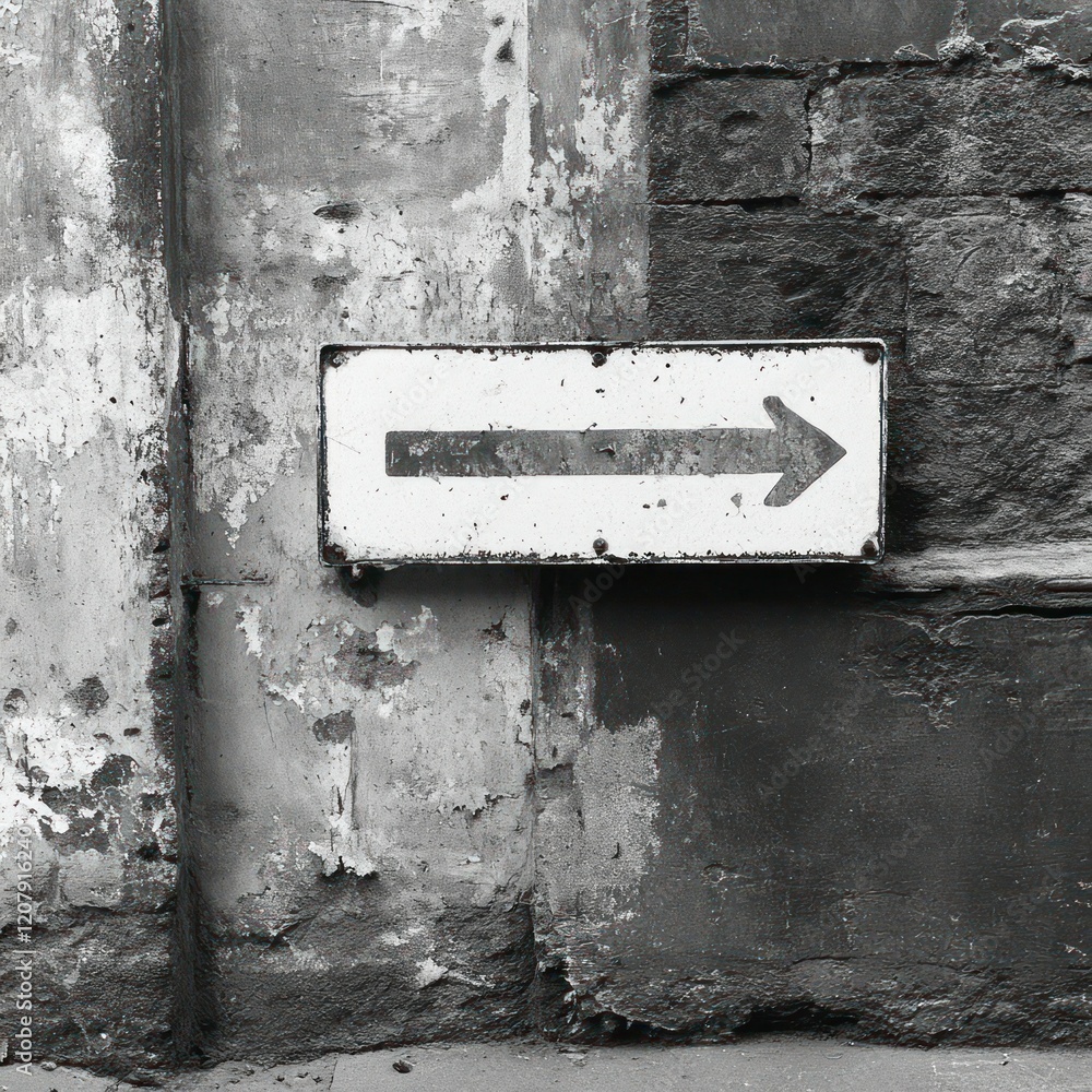 Poster one way: rectangular sign with an arrow showing the permitted direction.