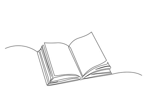 Continuous one line drawing of opened book design. Book for idea, school, knowledge and literacy concept illustration. Editable stroke.