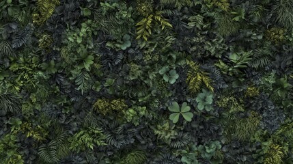 Lush Green Botanical Wall Texture Background Image