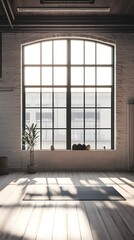 Minimal and Serene Yoga Space with Natural Light and Open Design