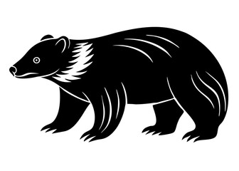 Sloth bear isolated  silhouette vector on white background 