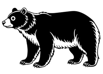 vector illustration of a spectacled, mountain, or andean bear in side view, showcasing its unique markings. perfect for wildlife designs, south american fauna themes, or educational projects